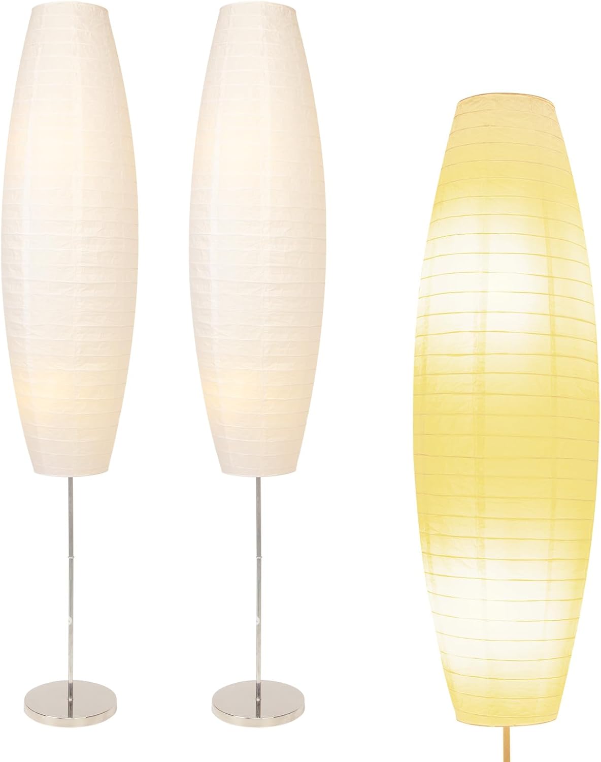 Paper Floor Lamp, Rice Paper Lamp for Living Room, Japanese Floor Lamp Rice Shade for Bedroom, Office& Living Room-Beige(Oval)