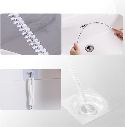 Sink Drain Overflow Cleaning Brush, Household Sewer Hair Catcher, 17.8 inch, White