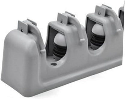 Garneck 5-slot 6-hook Wall Mount Broom Organizer Grey Abs Plastic Mop Holder Easy Install and Sturdy Friction Design