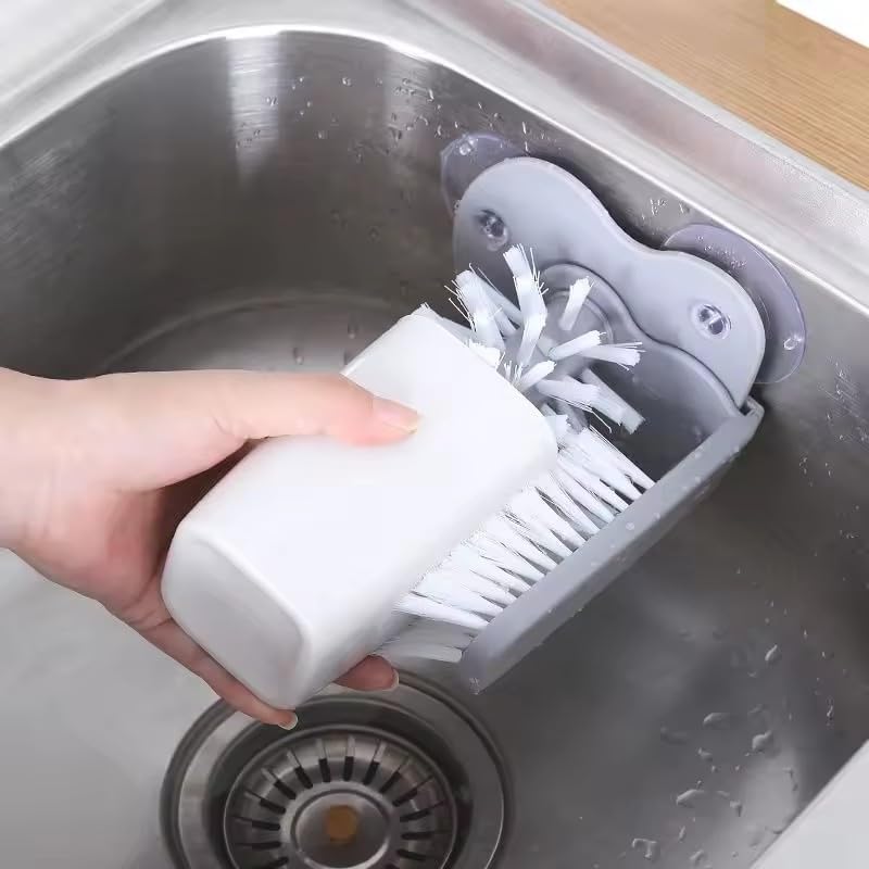 Water Bottle Cleaning Glass Washer Brush Cup Sink Washer Brush with Suction Base Bristle Brush for Beer Cup, Long Leg Cup, Red Wine Glass and More Bar Sink Brushes Cup Brush Bar Kitchen Tool