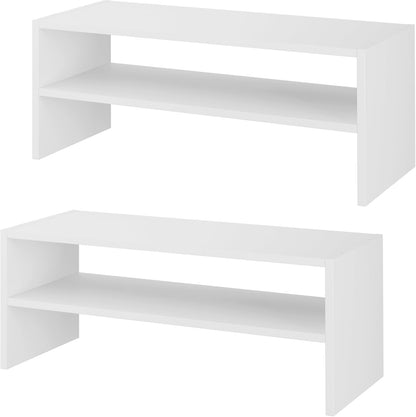 Whitmor Wood Stackable 2-Shelf Shoe Rack, White, 24 inches