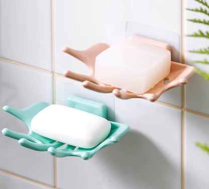Soap Dish Holder for Shower Bar Double Layer Cute Lotus Shape Adhesive Tray Sink Wall Mounted Shampoo NO-Drilling Self Draining Hanging Saver Rack Plastic Bathroom Bathtub Kitchen，Pink