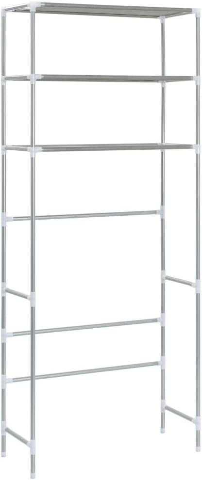 3-Tier Storage Rack Over Laundry Machine, Stainless Steel Over Washer Dryer Shelf, 27.2x11x66.5 Inches Black Organizer for Bathroom and Laundry Room