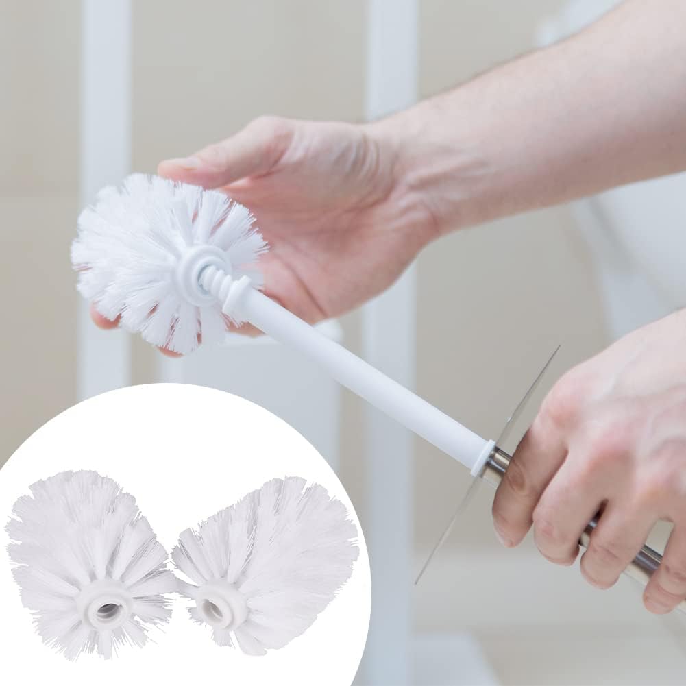 EKDJKK 2PCS Toilet Bowl Brush Replacement Head, Toilet Brush Head Replacement with Durable Stiff Bristles, Cleaning Tool for Home Hotel Bathroom (White)