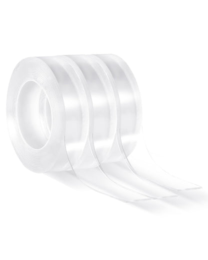 VEVOR Double Sided Tape Heavy Duty, 16 ft Long Nano Mounting Tape, Strong Adhesive & Reusable, Clear Two Sided Wall Tape, Removable Poster Picture Hanging Strips for Home, Office, Car, Outdoor Use