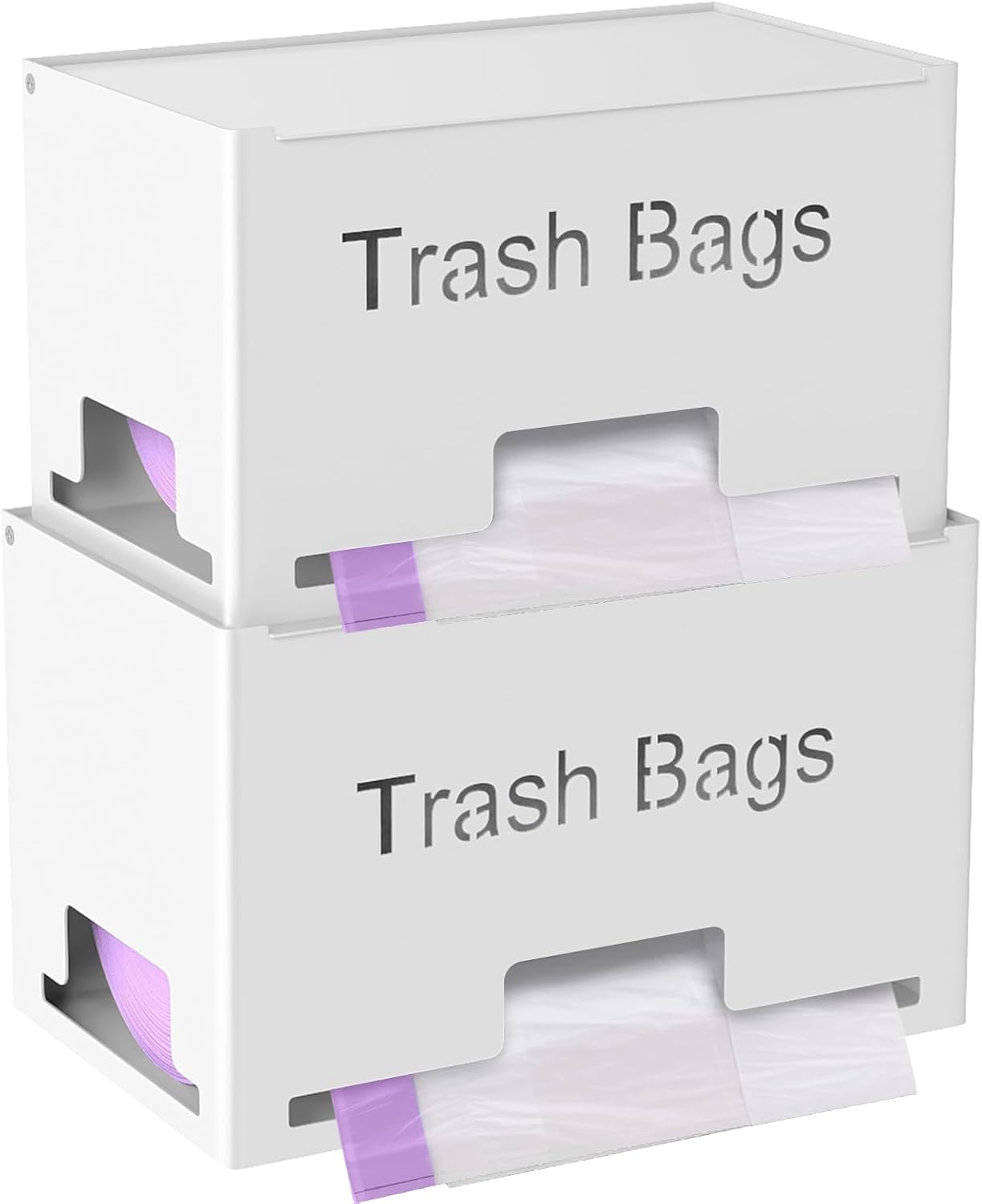STWWO Large Trash Bag Holder Dispenser, Metal Garbage Bag Dispenser Roll Holder, Kitchen Trash Storage Organizer for Under Sink, Wall Mounted or Freestanding, Black