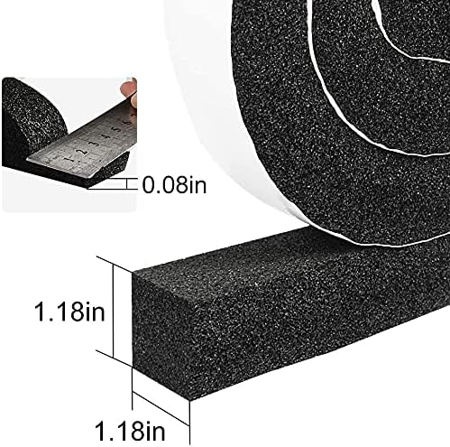 Seal Foam Tape,1/2 Inch W x 1/8 Inch T Weather Stripping for Door and Window,High Density Single Sided Closed Cell Door Insulation Weather Strip, 3 Rolls Total 50FT Black