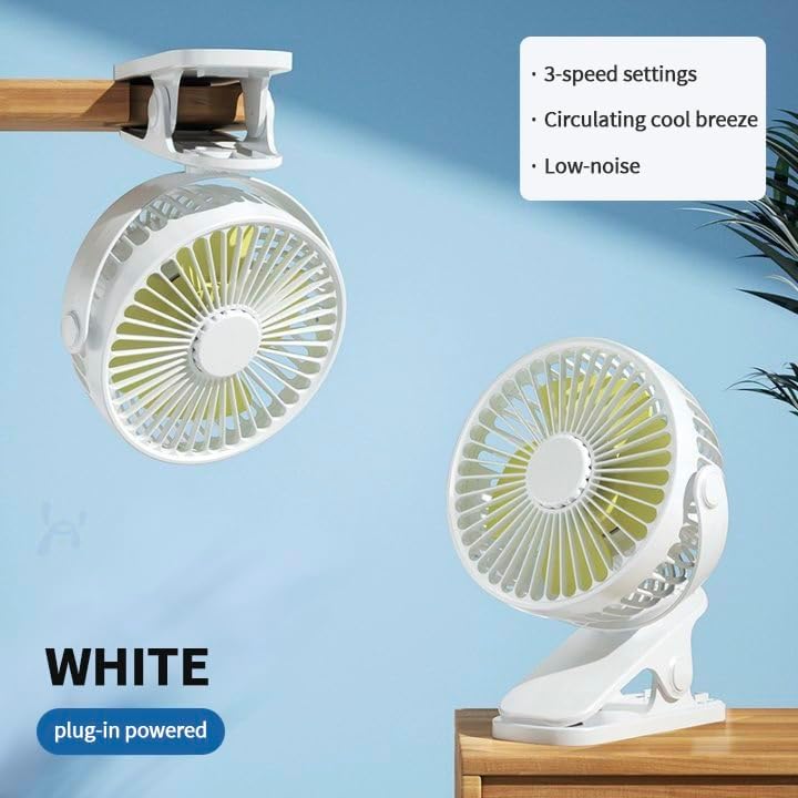 Compact USB Rechargeable Clip on Fan, 6 Inches Portable Personal Fan for Outdoors, Car Seat, Gym - Black