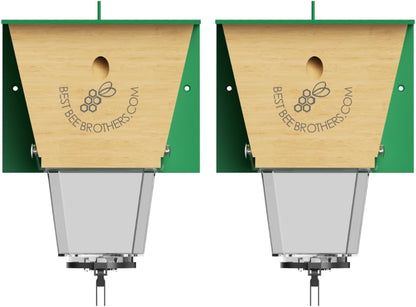 Best Bee Brothers Ultimate Pro Carpenter Bee Trap for Outside with Extra-Large, Clear External Receptacle, Internal Bee Vault & Spring-Loaded Door, 4.2” D x 5.8” W x 7.5” H (2 Pack)