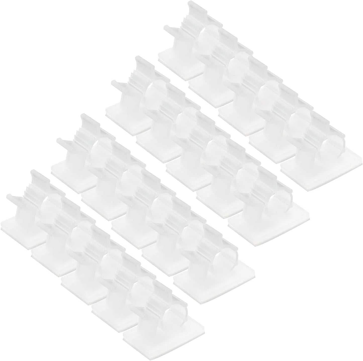MECCANIXITY 25Pcs Cable Management Clips, 13-16mm Dia Self Adhesive Nylon Wire Holder, Adjustable Organizer Clamp for PC Desk Office, White