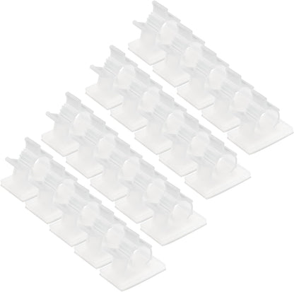 MECCANIXITY 25Pcs Cable Management Clips, 13-16mm Dia Self Adhesive Nylon Wire Holder, Adjustable Organizer Clamp for PC Desk Office, White