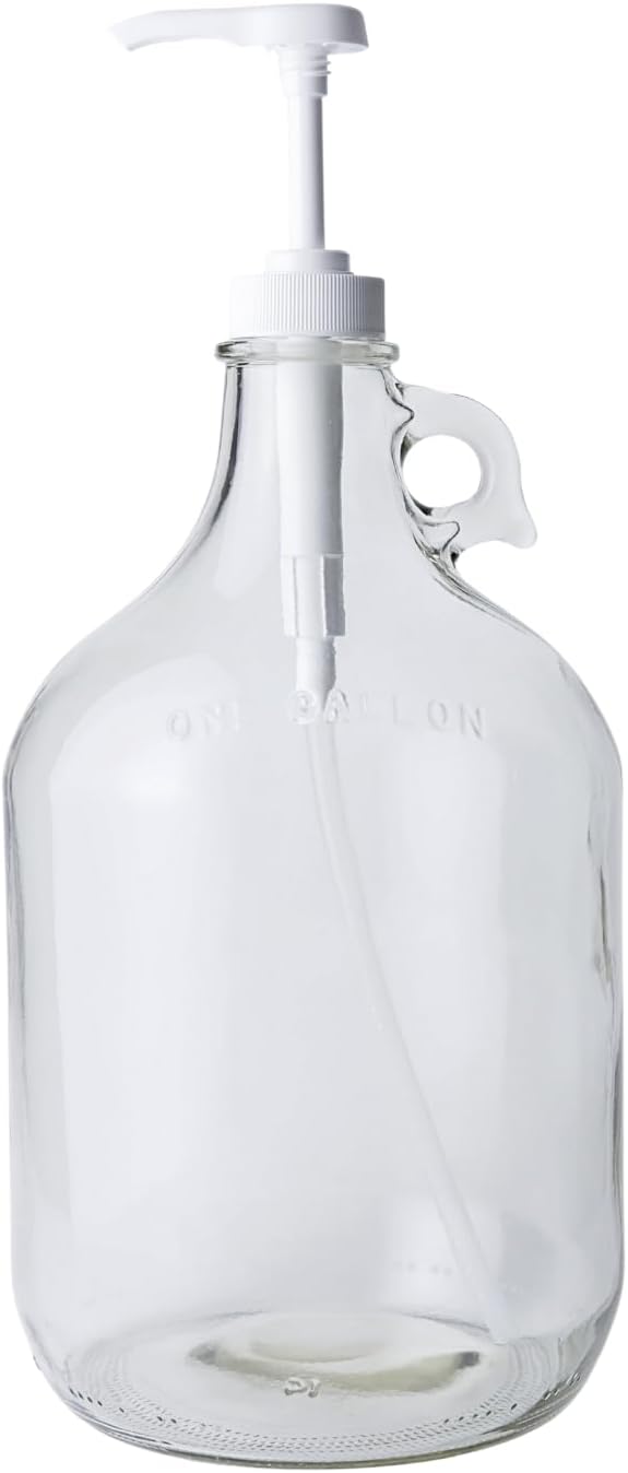Fastrack 1 Gallon Glass Jug Laundry Detergent Dispenser | Airtight Screw-Top Pump Container | Non-Slip Base | Detergent Pump Dispenser or Syrup Pump Dispenser | Eco Friendly Food Grade