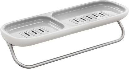Soap Holder Dish Shower, Bar Soap Holder with Drainage, Self Draining Soap Holder, Wall Mounted Soap Box Tray Container for Bathroom, Bathtub Kitchen Sink (1PC White)