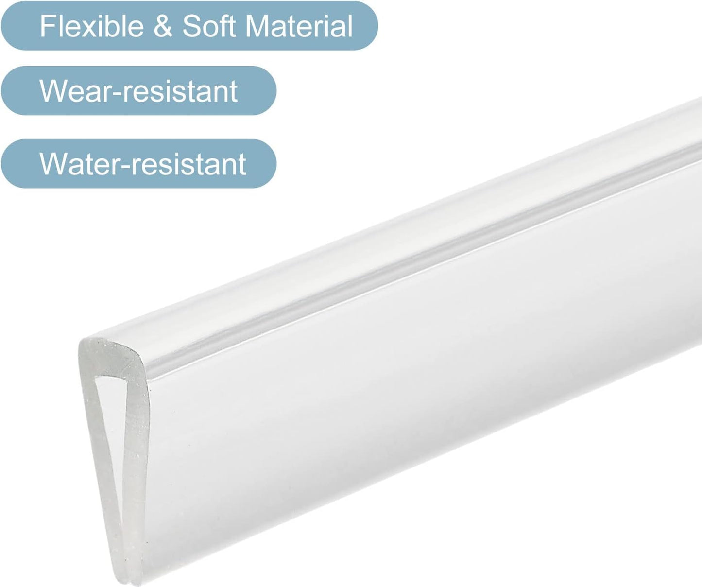 uxcell U Channel Edge Trim, 4.9ft Length Soft Rubber Guard Seal Strip Edge Protector Fit for 1-2mm Edge, (9/32" W x 5/32" H) Clear