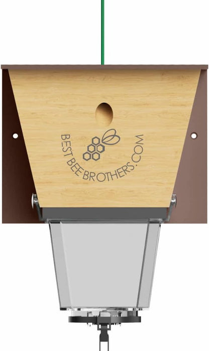 Best Bee Brothers Ultimate Pro Carpenter Bee Trap for Outside with Extra-Large, Clear External Receptacle, Internal Bee Vault & Spring-Loaded Door, 4.2” D x 5.8” W x 7.5” H (2 Pack)