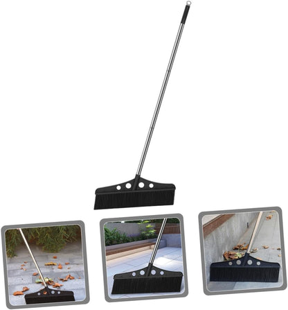 Outdoor Heavy Duty Wide Broom for Garden Cleaning Detachable Handle Stainless Steel Scrub Brush for Concrete Decks Patios and