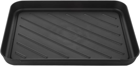 Toddmomy Small Boot Tray for Entryway Indoor: 15.7" x 11.8" Plastic Shoe Tray, Waterproof Dog Food Mat, Multipurpose Drip Plate for Plant, Car Trunk and Mudroom - Black