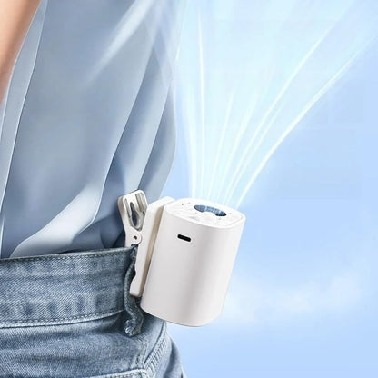 Portable Clip on Fan, 100-Speed Mini Rechargeable Personal Waist Fan | Portable personal fan with strong clamp and 360° airflow for strollers, office desks, golf carts, car seats and camping.