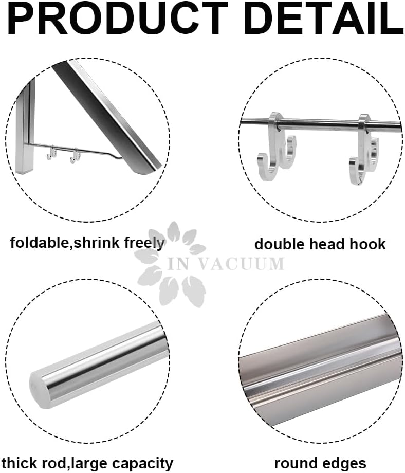 IN VACUUM Clothes Drying Rack, Laundry Racks for Drying Clothes, Wall Mounted Retractable Clothes Hanger for Laundry Room, Garage, Indoor & Outdoor Use, Aluminum (1 Racks, Black)