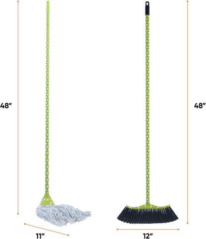 Superio Grey Broom, Heavy-Duty Indoor & Outdoor Broom with 48-Inch Handle, Multi-Surface Floor Cleaning for Home, Kitchen, Garage & Office