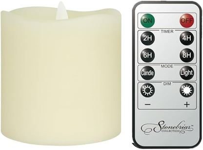 Stonebriar 6 Count White Real Wax 3x3 Flameless LED Pillar Candles with Remote and Timer