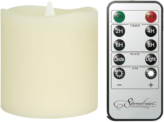 Stonebriar 6 Count White Real Wax 3x3 Flameless LED Pillar Candles with Remote and Timer