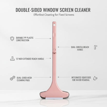 Clean Fixed Window Screens Without Removal: Double-Sided Mesh Brush Tool, Durable PP Plastic