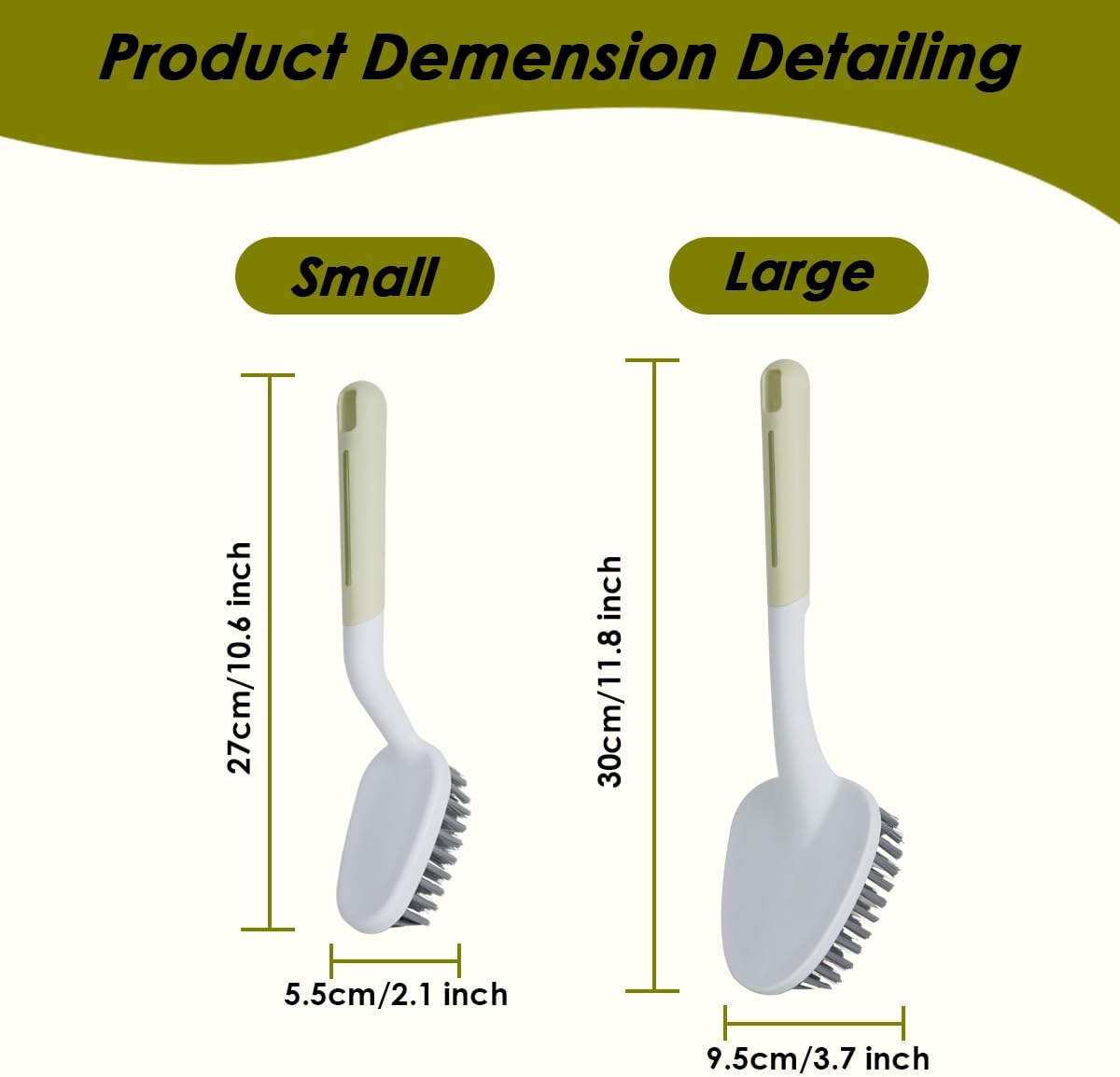 3 Pack Shower Scrub Brush Set, Stiff Bristles Grout Cleaner Brush, Scrub Brushes for Cleaning Bathtub, Bathroom, Shower, Tile, Carpet, Kitchen, Sink, Floor (Green)