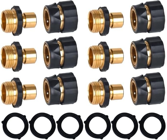 A30008-D Brass Hose Y Connector Brass Garden Hose Adapter, Garden Hose Splitter 2 Way Heavy Duty, Hose Bib Splitter with 2 Extra Rubber Washers-2PACK