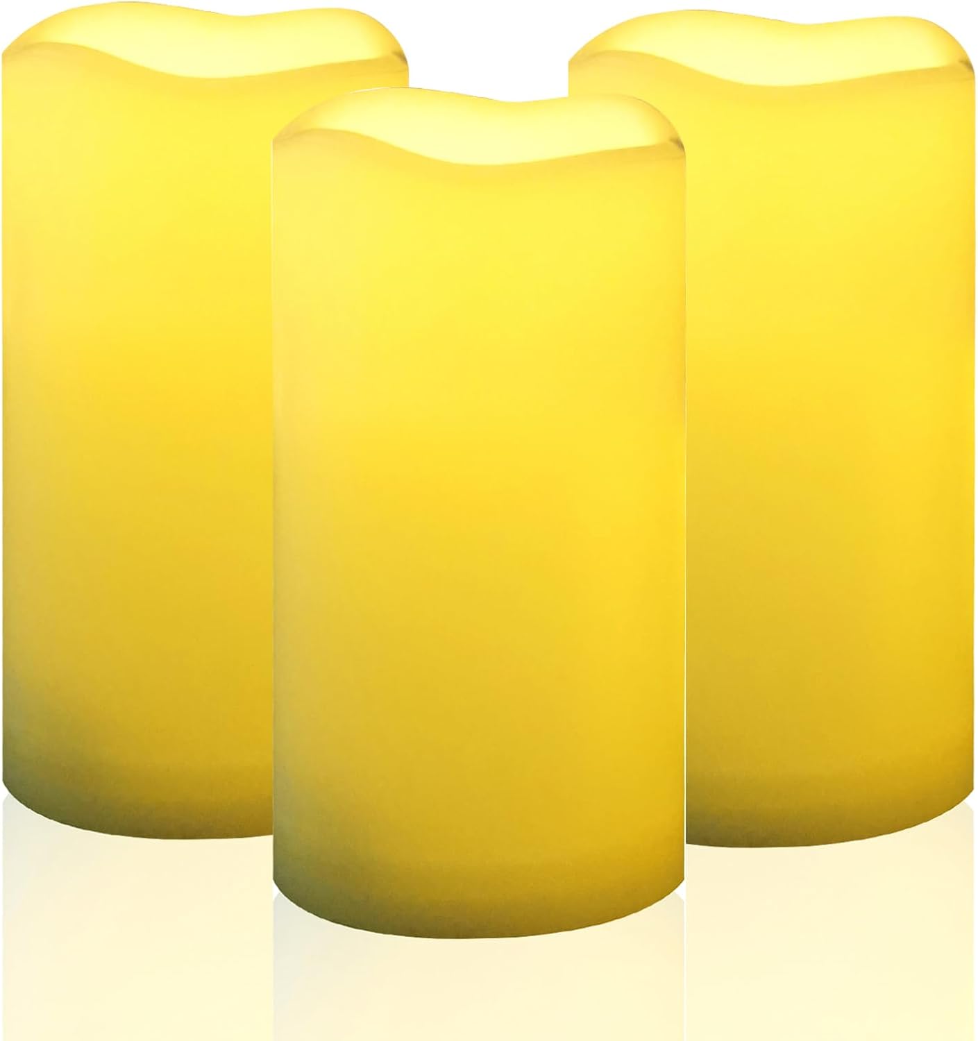 CANDLE CHOICE Waterproof Outdoor Battery Operated Flameless Candles with Remote Timer Plastic Flickering Fake Electric LED Pillars for Lantern Garden Wedding Christmas Decorations 3x4 Inches 3 PCS