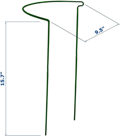 6 Pack 15.8 Inch High Plant Stake,Garden Plant Support,Half-Round Peony Cage Plant Ring Hoop