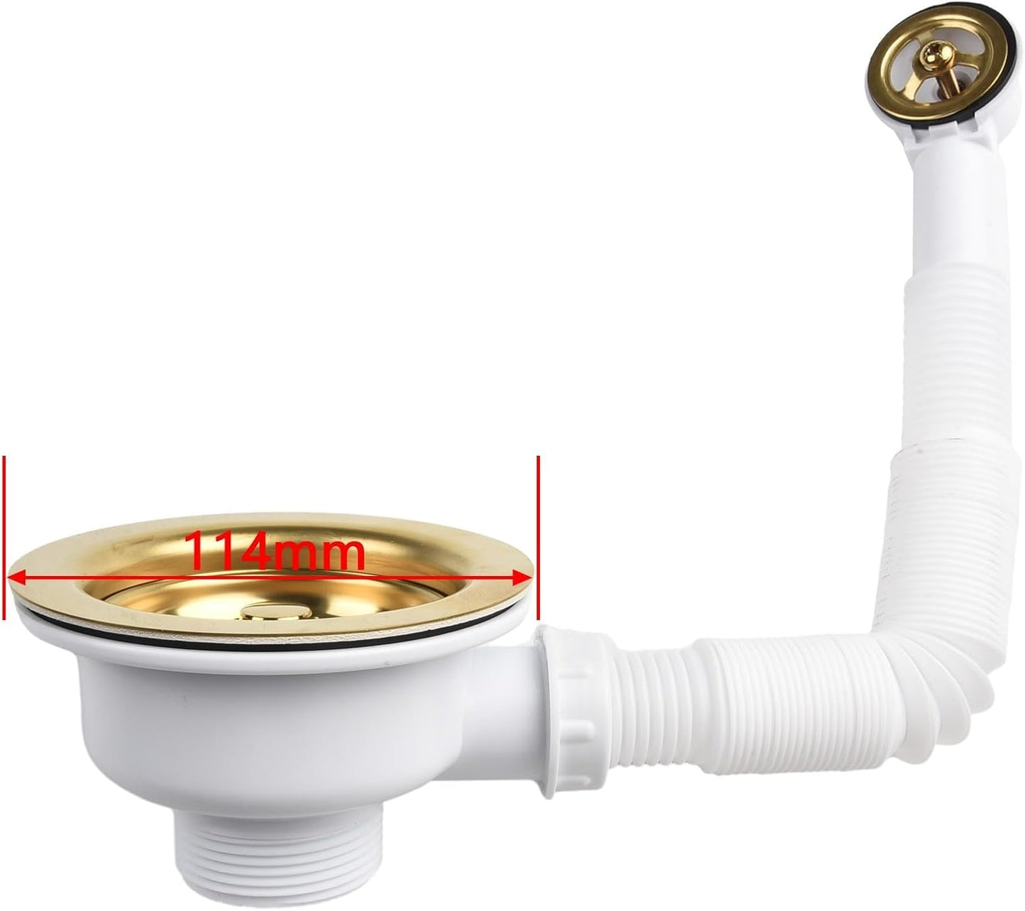 114MM Sink Strainer Stainless Steel Drain Basket with Overflow Prevention for Sink Holes 86 to 95MM