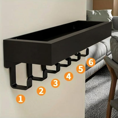 Wall Mount Key Holder with Shelf - Decorative Mail Organizer and Key Hooks for Entryway, Paulownia Wood with Mounting Hardware (9.64”W x 2.36”H x 2.75”L)