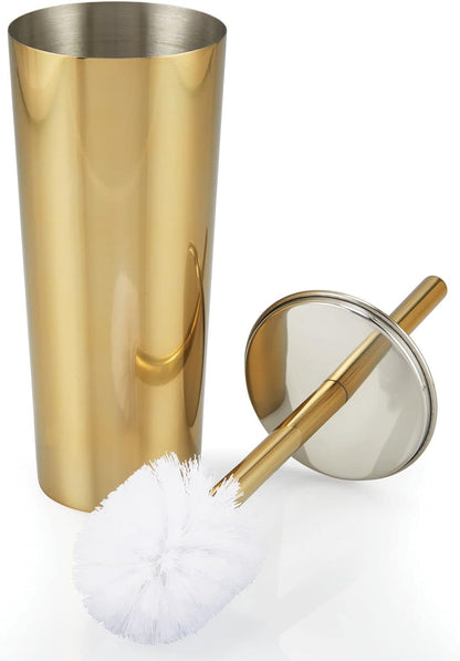 mDesign Slim Metal Toilet Brush Set - Modern Freestanding Holder for Bathroom - Practical With Rust-Resistant Finish - Silver
