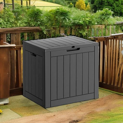 PatioZen 100 Gallon Resin Deck Box, Lockable Patio Outdoor Storage Box for Furniture, Garden Tools and Tools Storage, Waterproof Outside Storage Boxes - Black