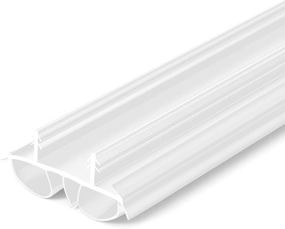 Pushglossy 2 Pcs 36" Double Bubble Kerf Door Sweep 1-3/4" Wide Vinyl Weatherstrip Seal for Exterior Doors, Energy Efficient Draft Stopper, Easy Slide in Installation, Blocks Dust/insects/noise (White)