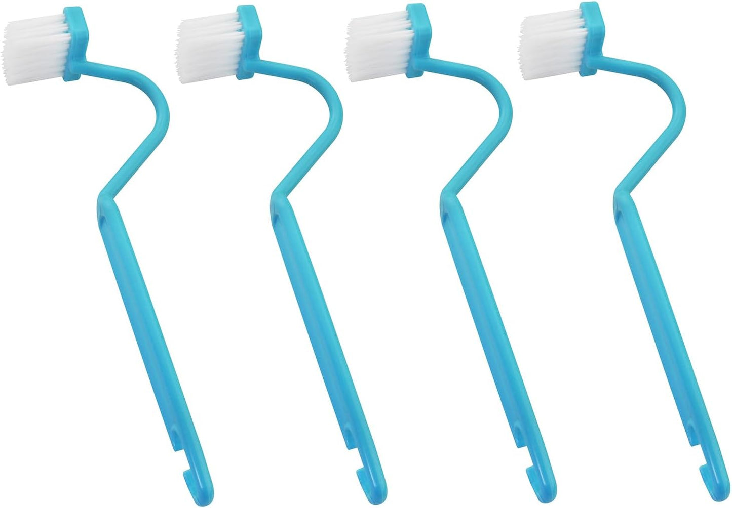 4PCS V-Shape Plastic Curved Brush Blue 7.9x1.4 inch Toilet Corner Edge Cleaning Brush S-Shape Toilet Cleaning Brush Curved Handle Sanitary Brush Bathroom Brush