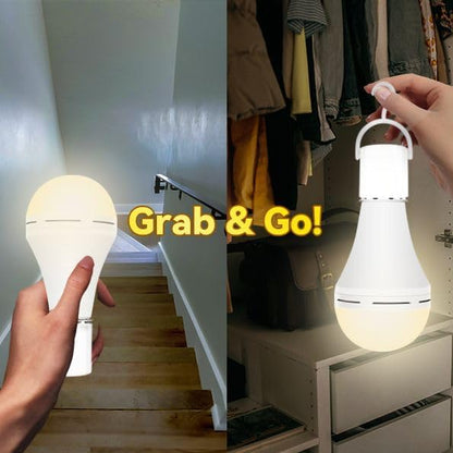 Neporal 4 Pack Emergency-Rechargeable-Light-Bulb, Stay Lights Up When Power Failure, 1500mAh 15W 80W Equivalent LED Light Bulbs for Home, Camping, Tent (E27, with Hook) (Daylight)