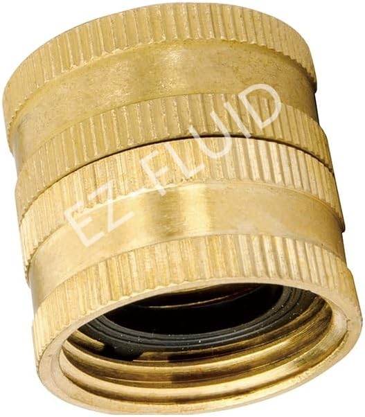 (1) EZ-FLuid 3/4" FHT Female Garden Hose Wye Two way Splitter, Heavy Duty Brass Hose Y Splitter with 1/4Turn Shutoff Ball Valve,2-way 3/4"GHT Threads Connector For outside faucet and hose bibb spigot