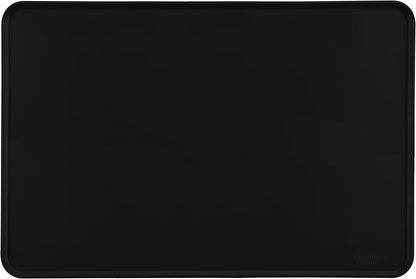 Amazon Basics Waterproof Non-Slip Silicone Pet Feeding Mat with Raised Edges for Food and Water Bowls, Easy to Clean Pet Placemat to Protect Floors, 18.5" x 11.5", Black
