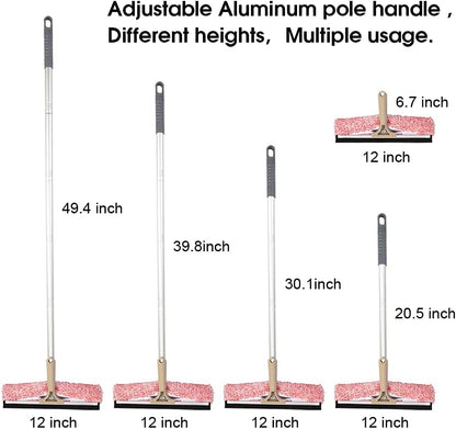 Multi-Purpose 12 inch Window Squeegee with 6.7inch-49.4inch Adjustable Aluminum Pole, Highly Absorbent Microfiber Window Scrubber for Window Cleaning,Car Cleaning.