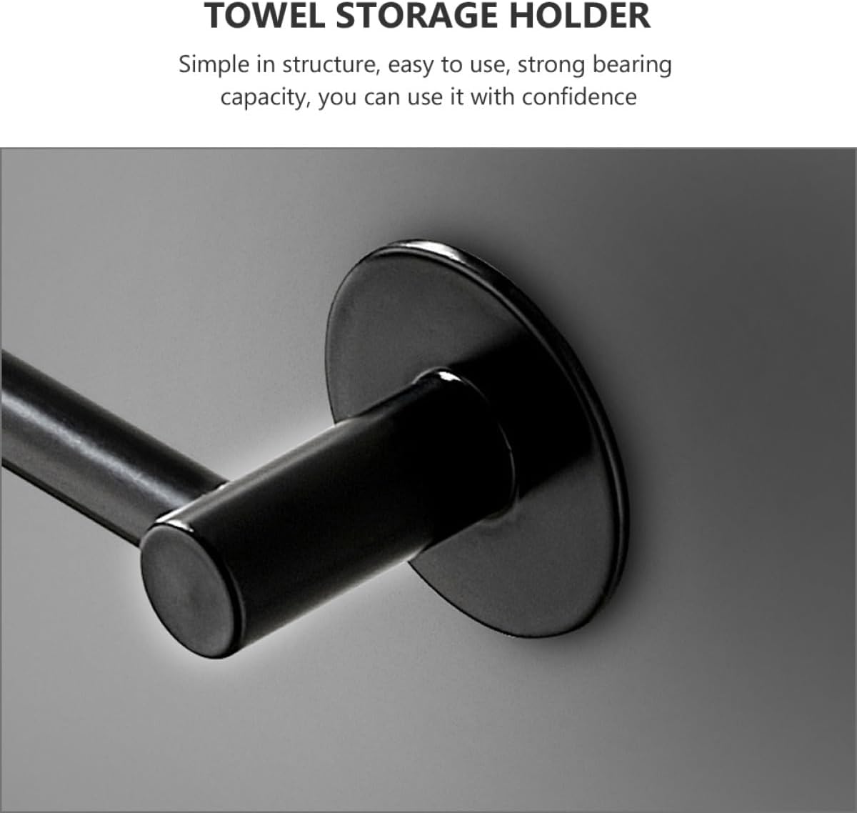 Luxshiny Punch-Free Aluminum Alloy Dual-Pole Towel Holder 40cm Black, Bathroom and Kitchen Wall-Mounted Storage Rack for Hand Towels and Cleaning Cloths