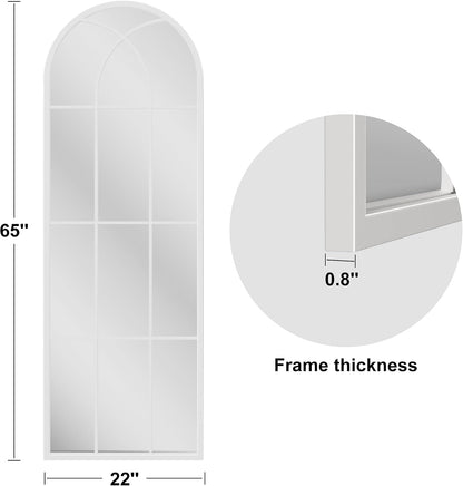 OGCAU Floor Full Length Mirror, 56"x20" Arched Full Body Mirror, Hanging or Leaning, Standing, Wall Mounted with Aluminum Frame for Bedroom Living Room, White