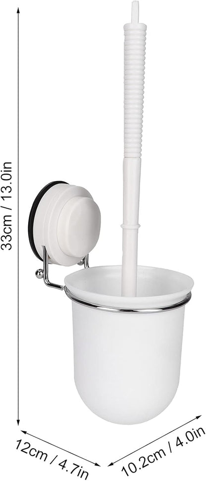 Toilet Brush and Holder Set Wall Mounted Silicone Toilet Brush with Airproof Suction Cup Quick Drying Holder Compact Toilet Cleaner Brush Ergonomic for Bathroom RV Travel