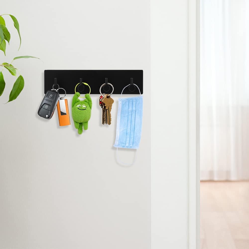 Picowe Key Holder for Christmas Wall Decorative, Adhesive Stainless Steel Key Hooks, Key Hanger Key Organizer Towel Hook Coat Hanger for Entryway Hallway Kitchen (Four Rows, Golden 1 PC)
