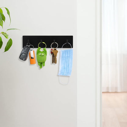 Picowe Key Holder for Christmas Wall Decorative, Adhesive Stainless Steel Key Hooks, Key Hanger Key Organizer Towel Hook Coat Hanger for Entryway Hallway Kitchen (Four Rows, Golden 1 PC)