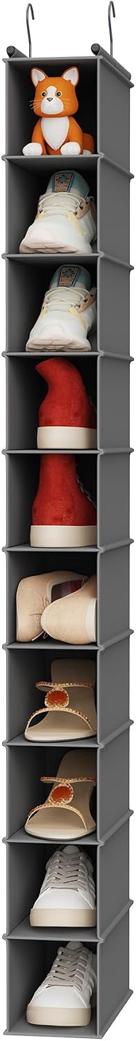 MAX Houser 10-Shelf Hanging Shoe Shelf Organizer, Hanging Shoe Storage for Closet,Pack of 2(Grey)
