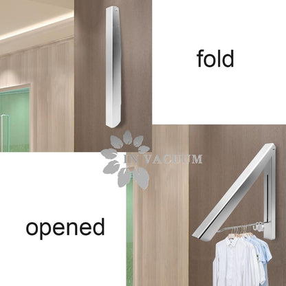 IN VACUUM Clothes Drying Rack, Laundry Racks for Drying Clothes, Wall Mounted Retractable Clothes Hanger for Laundry Room, Garage, Indoor & Outdoor Use, Aluminum (1 Racks, Black)