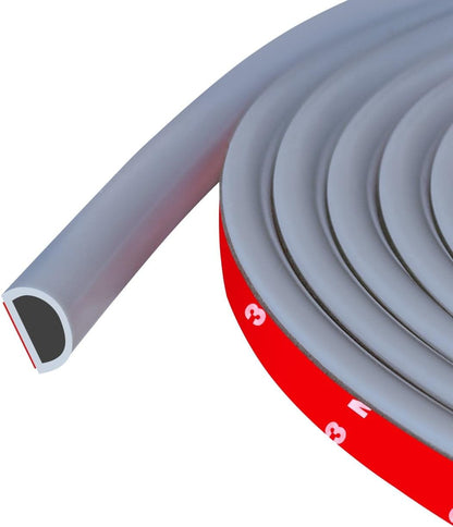 Weather Stripping Door Seal Self Adhesive Weather Strip Silicone D Shaped Door Seal Strip for Door Frame/Window Seal, 20Ft, Brown (3/8" W × 1/4" T)