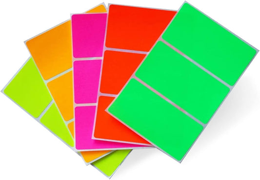 Royal Green Rectangular Stickers Color-Coding Labels for Organizing, Moving, and Storage Boxes 4" x 2" Stickers to Write On Name Tags, 150-Pack (Neon Pink)